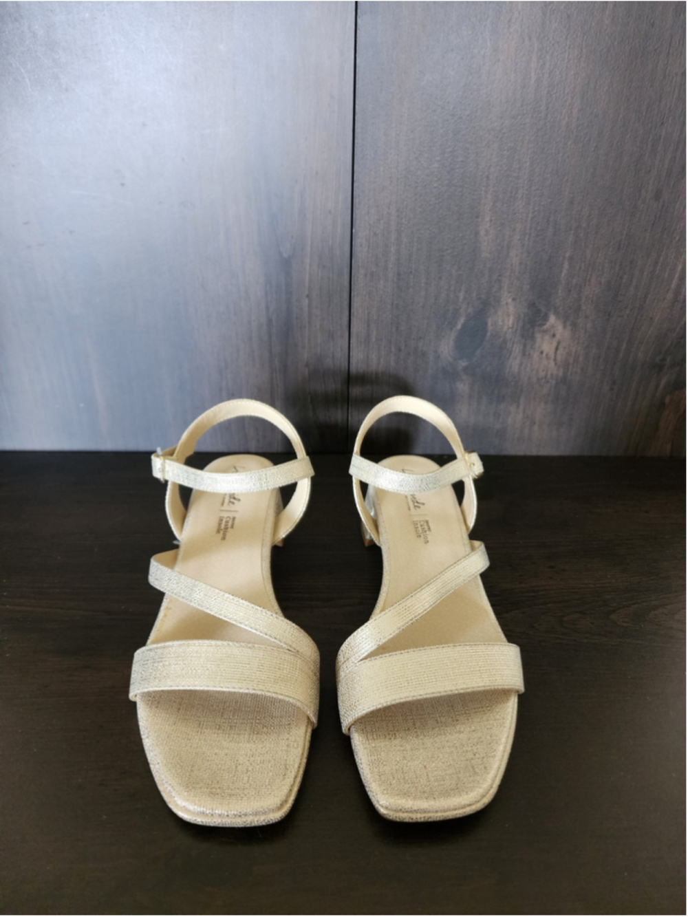 LifeStride Julep Strappy Block Heel Sandals Sz 7 M - Light Gold - Platinum - Picture 5 of 15